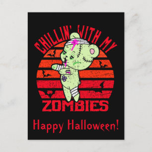 Postal De Anuncios Cute Halloween relajándose con mi oso de peluche z