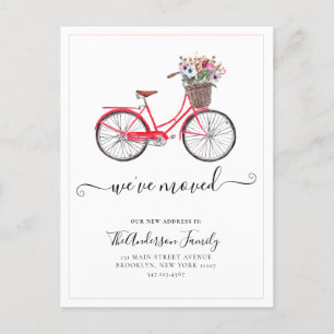 Postal De Anuncios Cute hemos movido la bicicleta floral nueva direcc