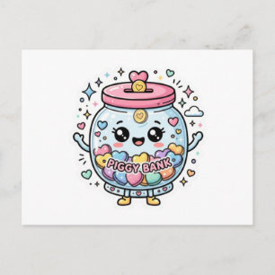 Postal De Anuncios Cute Kawaii Alcancía Tarro de Caridad Corazón CoSt
