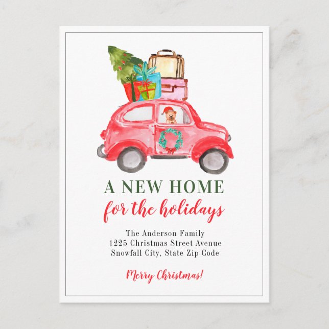 Postal De Anuncios Cute Navidad Coche Equipaje Hogar Nuevo Fiesta Mud (Anverso)