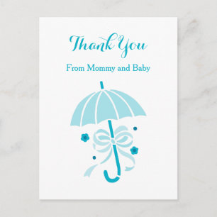 Postal De Anuncios Cute Paraguas Acuático y Agradecimiento de Baby Sh