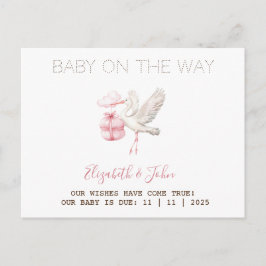 Postal De Anuncios Cute Stork Pink Present