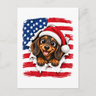 Postal De Anuncios Dachshund de Navidad americano