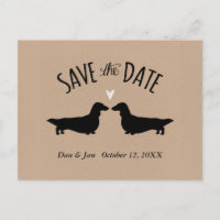 Dachshund de pelo largo Save the Date de boda