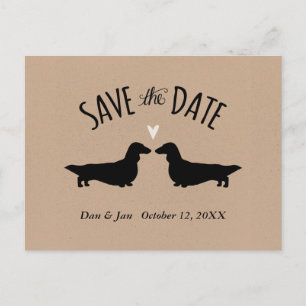 Postal De Anuncios Dachshund de pelo largo Save the Date de boda