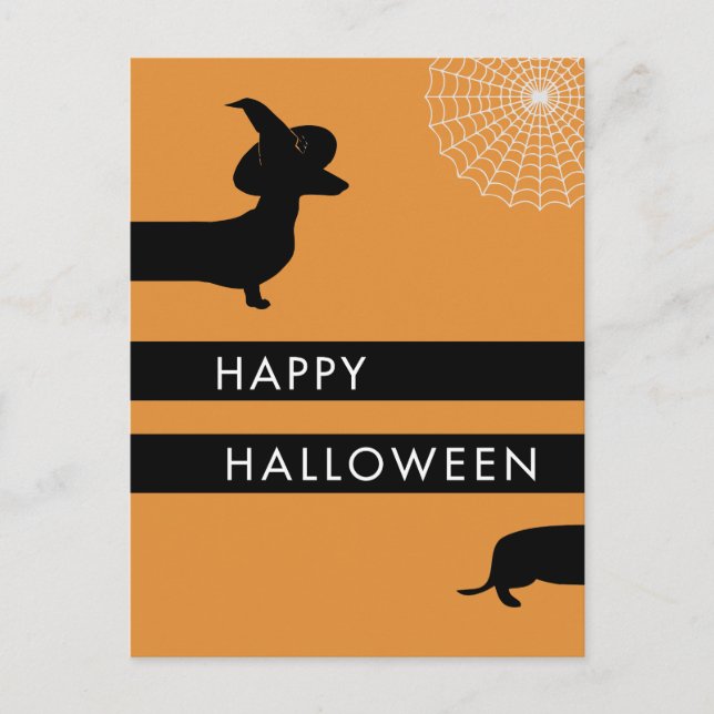 Postal De Anuncios Dachshund divertido de Halloween (Anverso)