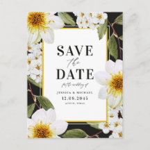Dahlia Blanca y Spirea Botánica Save The Date