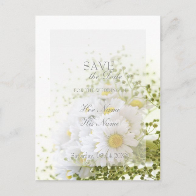 Postal De Anuncios Daisies en amor - Editable Boda Bouquet (Anverso)