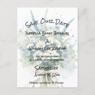 Postal De Anuncios Daisies & Faded Denim Rustic Save Our Date