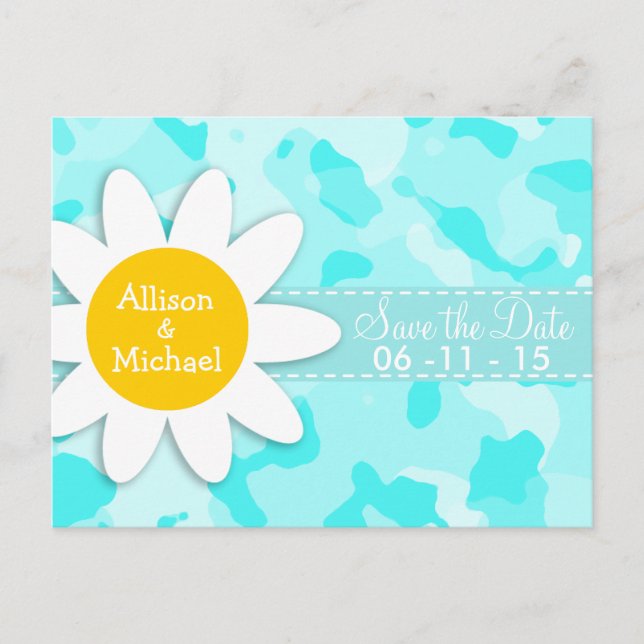 Postal De Anuncios Daisy en Celeste Camo; Camuflaje (Anverso)