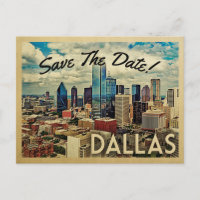 Dallas Texas Save The Date Vintage Skyline
