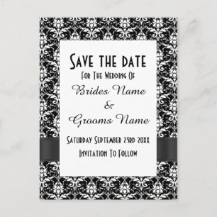 Postal De Anuncios Damasco blanco y negro salva la fecha