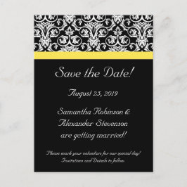 Postal De Anuncios Damasco negro/blanco con amarillo vibrante