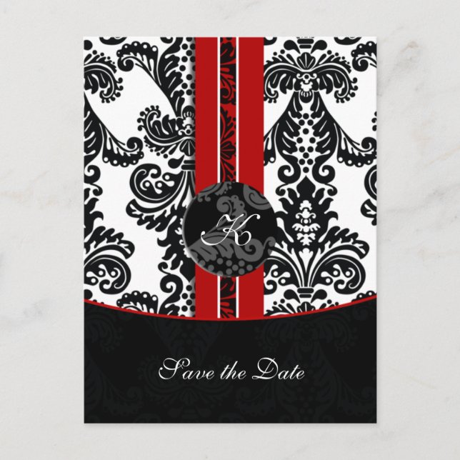 Postal De Anuncios damasco rojo Guardar la fecha (Anverso)