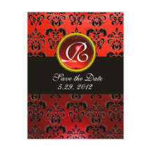 Damasco Rojo Rubí Negro Blanco Monograma