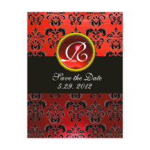 Damasco ROJO RUBÍ negro blanco y Monograma