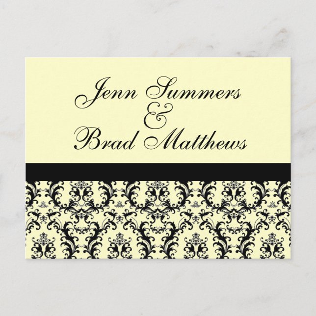Postal De Anuncios Damask Cream Wedding Save the Date (Anverso)