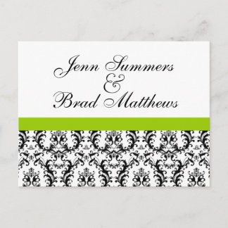 Postal De Anuncios Damask Green Wedding Save the Date Postcards