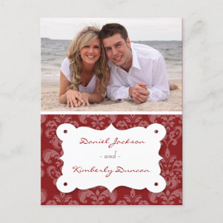 Postal De Anuncios Damask Photo Save the Date Postcard