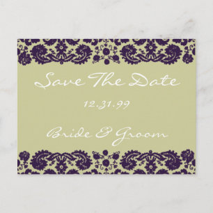 Postal De Anuncios Damask Purple Boda