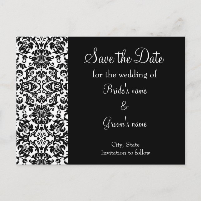 Postal De Anuncios Damask Save the Date (Anverso)