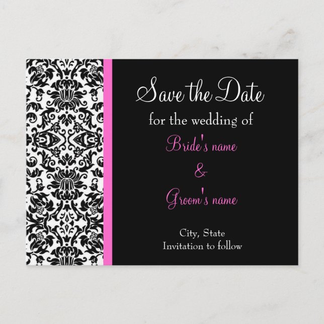 Postal De Anuncios Damask Save the Date (Anverso)