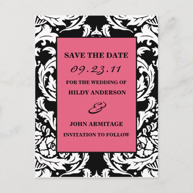 Postal De Anuncios Damask Save the Date (Anverso)