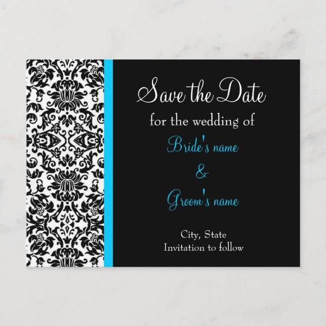 Postal De Anuncios Damask Save the Date (Anverso)