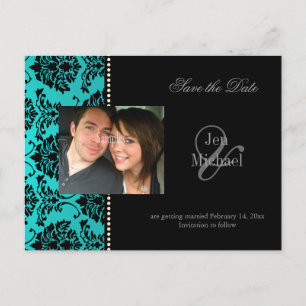 Postal De Anuncios Damask Save the Date Photo postcards,