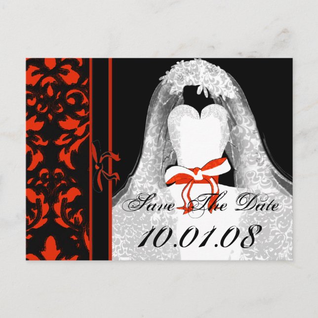 Postal De Anuncios Damask Wedding Save The Date (Anverso)