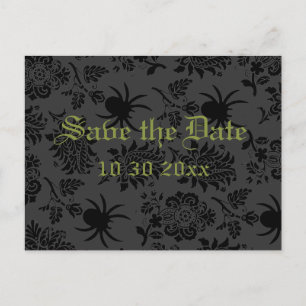 Postal De Anuncios Damask y Green Save the Date Postcard