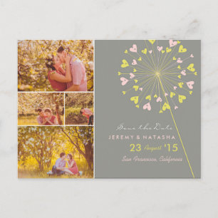 Postal De Anuncios Dandelions Love Hearts 4 Multi Photo Save The Date