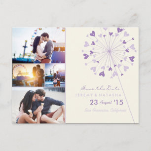 Postal De Anuncios Dandelions Love Hearts 4 Multi Photo Save The Date
