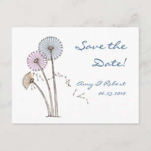 Postal De Anuncios Dandilion Clocks Pink Blue, Cream Save the Date