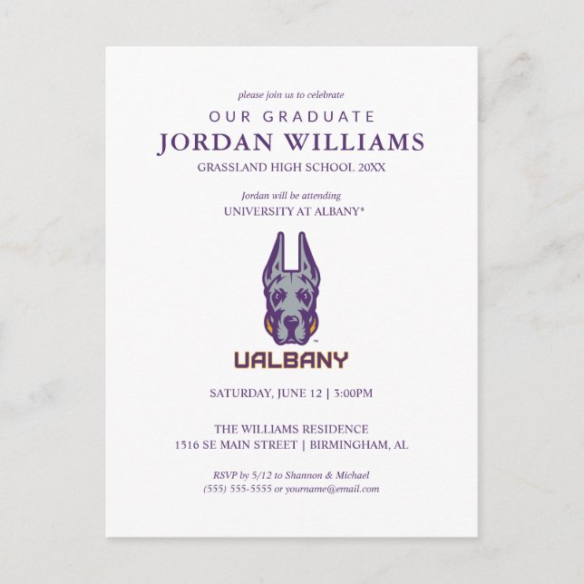 Postal De Anuncios Daneses Gigantes de la Universidad en Albany (Anverso)