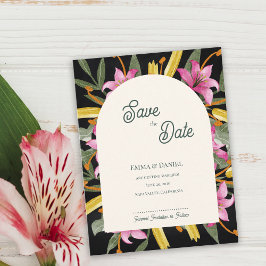 Postal De Anuncios Dark Blush Pink Lily Arched Save the Date