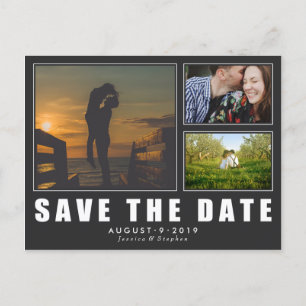 Postal De Anuncios Dark Save The Date 3 Photo Modern Postcard