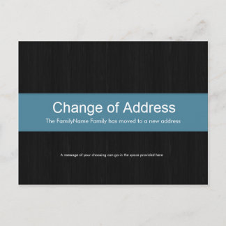 Postal De Anuncios Dark Wood & Blue Change of Address Postcard