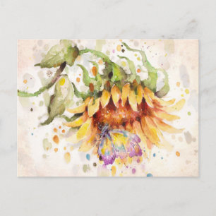 Postal De Anuncios De la mano (Lindo girasol y mariposa)