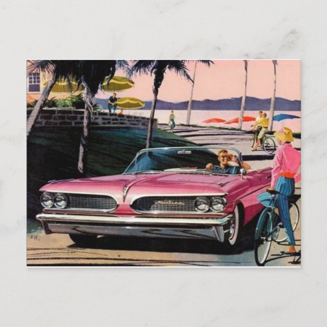 Postal de anuncios de Pontiac de época (Anverso)