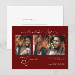 Postal De Anuncios Decidido por Siempre 2 foto Burgundy Guardar Fecha