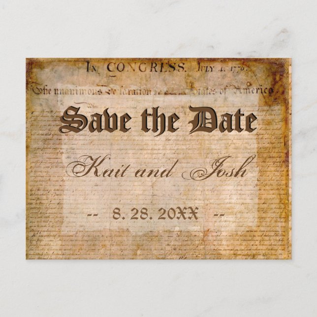 Postal De Anuncios Declaración de Independencia de EE. UU. Parchament (Anverso)