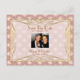 Postal De Anuncios Deco Glam Dorado Rosa Concha Salva La Fecha Boda