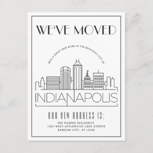 Postal De Anuncios Deco moderno de Indianápolis   Cambio de dirección