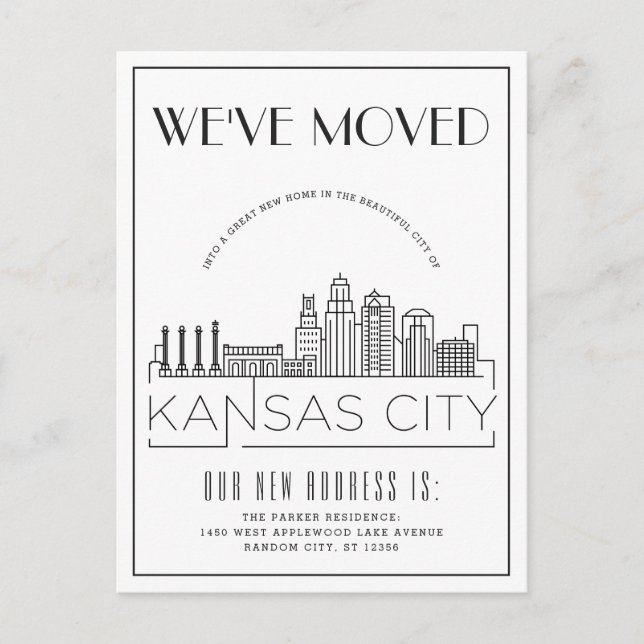 Postal De Anuncios Deco moderno de Kansas City | Cambio de dirección  (Anverso)