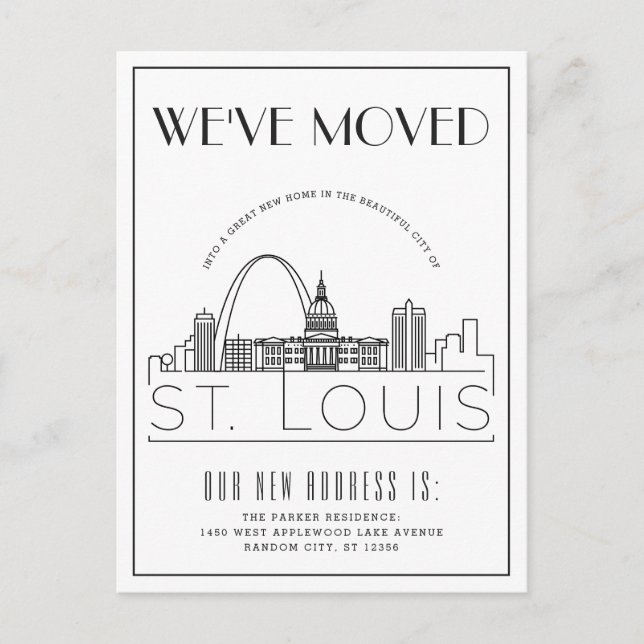 Postal De Anuncios Deco moderno de St. Louis | Cambio de dirección  (Anverso)