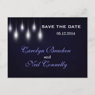 Postal De Anuncios Deep Navy Blue Steet Lights Save the Date Card