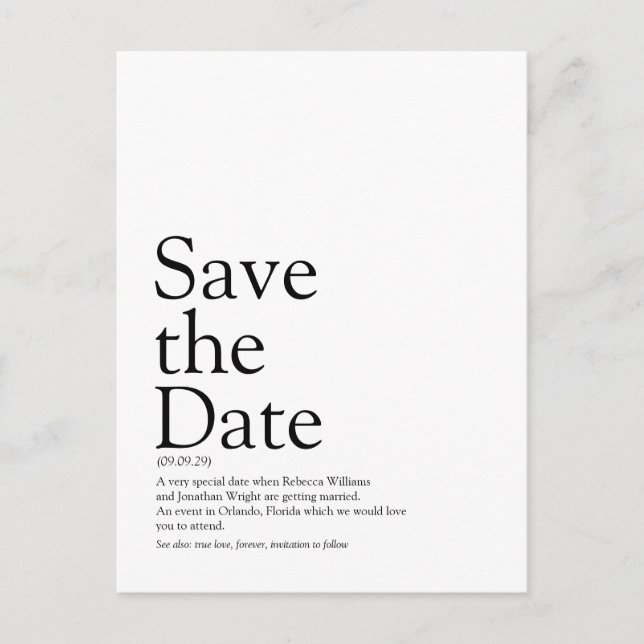 Postal De Anuncios Definición de Save the Date (Anverso)