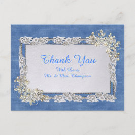 Postal De Anuncios Denim azul, encaje y perlas de marfil