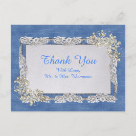 Postal De Anuncios Denim azul, encaje y perlas de marfil